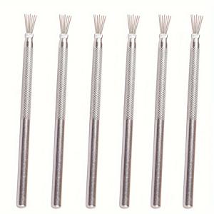 TEMU 클레이 니들 도구 6개, 점토 도예 조각 텍스처 모델링 도구용 깃털 라인 텍스처 도구, 7핀 스틸 니들 브러시, 슈가 플리핑 DIY 꽃, 곱슬머리, 잔디 텍스처 브러시, 소프트 클레이 모양 만들기 도구