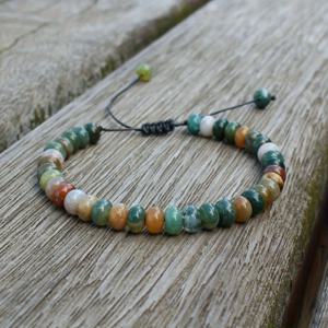 TEMU 보헤미안 천연 보석 구슬 팔찌, 왁스 코드 짜여진 조절 가능한 구슬 팔찌, 심플 스타일 남녀 공용 주얼리, 원하는 색상 선택