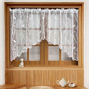 TEMU 1pc 블랙 앤트 러스틱 레이스 새 패턴 짧은 커튼 패널, 막대형 포켓 상단 디자인, 투명한 شف명 폴리에스테르 창 밸런스 주방, 식사, 현관 - 세탁 가능, 계절적, 새 테마 주제적입니다.