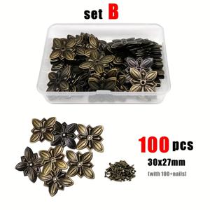 TEMU 100개 장식용 실리콘 네일 박스 (보석 상자, 나무 상자, 와인 케이스, 소파 등에 적합, 앤티크 황동 브론즈 엔드)