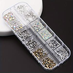 TEMU 풀 뷰티 Y2K 스타일 반짝이는 네일 아트 라인스톤 - 저자극성, 무지개 빛깔의 메탈릭 보석 DIY 매니큐어 & 주얼리 장식용, 풀 뷰티