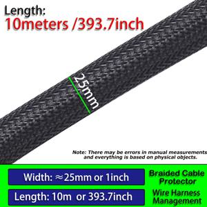 TEMU 10미터 절연 브레이드 슬리빙, PET 확장 가능한 유연한 브레이드 케이블 보호기, 와이어 룸 튜빙 히트 실드 와이어 도관, 자동차 가정 사무실 전기 와이어 하네스, USB 케이블 및 오디오 비디오 케이블, 자동차 오디오 비디오 설치, 자동차 증폭기 설치 제품, 배터리 포함되지 않음