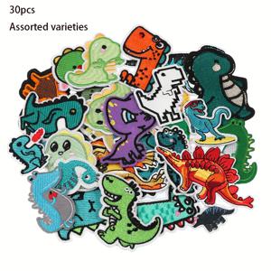 TEMU YWLI 30개입/봉지 티라노사우루스, 불룡, 스테고사우루스, 트리케라톱스 등 공룡 패치 패브릭 스티커