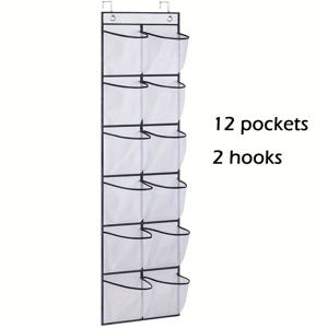TEMU 문걸이 신발 정리대 - 12칸 포켓, 공간 절약형 걸이형 신발 보관대, 신발, 액세서리, 세면도구 등을 위한 최대한의 수납 공간, 조립 불필요, 신발 정리대 크기 59