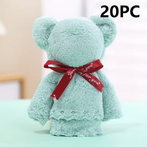 TEMU 20개 플러시 코랄 플리스 곰 타월 - 웨딩, 생일, 파티에 완벽한 선물 | 부드럽고 흡수력 좋은 두꺼운 사각형 귀여운 곰 타월, 높은 미적 가치와 실용성
