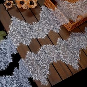 TEMU 3미터 소프트 속눈썹 레이스 트림 - 샹티리 플로럴 자수 레이스, 웨딩 드레스, 브라이덜 벨, 홈 데코레이션용 - 화이트 및 블랙 색상으로 제공