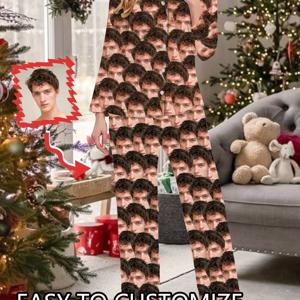 TEMU 맞춤 제작 여성용 긴팔 셔츠와 포켓이 있는 팬티 세트, 얼굴 사진 커스터마이징 가능한 편안하고 부드러운 잠옷—슬리퍼 파티, 기념일, 발렌타인데이, 어머니날에 딱 좋은 선물, ·엄마·할머니를 위한 완벽한 선물