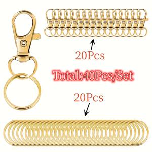 TEMU 키링과 함께하는 40개 세트 회전 클라스프 랜야드 스냅 후크, 키 체인 클립 후크, 로브스터 클로 클라스프