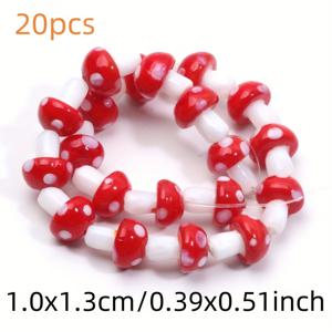 TEMU 10X13mm 혼합 색상 버섯 램프워크 유리 비즈 20개, 주얼리 제작 목걸이 키체인 팔찌 추가 재료