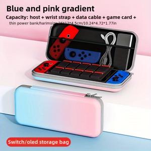 TEMU 닌텐도 스위치/스위치 OLED용 고급 휴대 케이스 - 넉넉한 공간의 보호 여행 가방, 다양한 수납 공간, 흑색 메시 디자인으로 통풍 개선, 콘솔 및 액세서리용 내구성 있는 보관, 여행 가방.