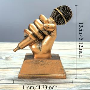 TEMU 1개 마이크 스태츄 피규어 - 음악 테마 레진 수집품, 리얼리스틱 마이크 /사무실/무대 장식용 - 선반, 탁상 디스플레이용 스피커 - 가수, DJ, 팟캐스터를 위한 선물 (실내용)