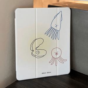 TEMU 옥토퍼스 해산물 신제품 투명 접이식 태블릿 보호 케이스, 아이패드 10/9/8/7/6세대 9.7/10.2/10.9인치, 아이패드 에어 2024 6/5/4/3/2/1 9.7/10.5/10.9/11인치, 아이패드 프로 2024 7/6/5/4/3 11인치 호환, 충격 방지 소프트 보호, 펜 슬롯 포함, 스마트 스탠드/자동 절전/깨우기 기능