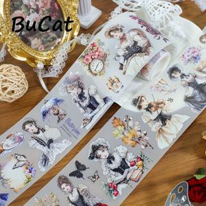 TEMU 2M 공주풍 레저 시간 PET 와시 테이프 빵 마스크 투명 롤 스티커 장식 접착 테이프 스크랩북 저널 미적 문구품 루프:100Cm