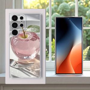 TEMU 휴대폰 케이스 - 크리에이티브 - 여름 상쾌한 과일 사과 장식 - UV 프린팅, 삼성 및 갤럭시 S25/S24/S23/S22/S21/S20/A52/A52S/A53/A54/A55/A34/A33/A32/A25/A24/A23/A14/A13/A05S/A05/Ultra/Plus/Fe/5G/4G 호환 - 투명 TPU 소프트 케이스