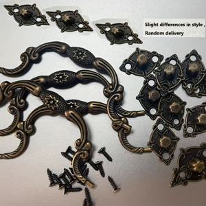 TEMU 서랍 캐비닛, 나무 상자, 금속 서랍 손잡이용 앤티크 풀 핸들 4개 세트. 앤티크 황동 꽃무늬 손잡이와 나사 포함. 나무 가구 캐비닛에 적합.