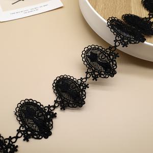 TEMU 귀여운 고양이 자수 레이스 트림 - 수용성 실크 실, 의류 및 공예용 DIY 봉제 & 뜨개질 액세서리, 사이즈 조절 가능, 흰색/검정색