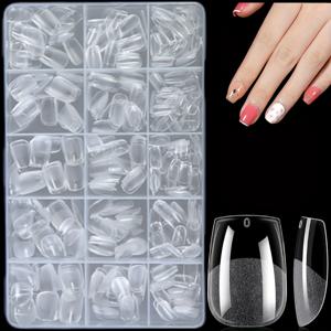 TEMU 600개 초단 네일팁, 15가지 사이즈, 소프트 젤 Xxs 코핀 풀커버 인조네일 - 무봉제 프레스형 인조네일, 내구성 강한 홈 DIY 네일, 살롱 퀄리티, 발렌타인데이 네일 연장