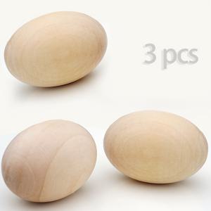 TEMU 3개 나무 공백 시뮬레이션 달걀, 손으로 그림 그리기 위해 무도색, 공예 연습용 목공 용품, 홈 데코 장식품.