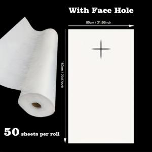 TEMU 일회용 롤침대시트 50매 1롤, 스파 침대 커버, 마사지 테이블용 종이 롤, 마사지, 스파, 문신, 진료대용으로 적합