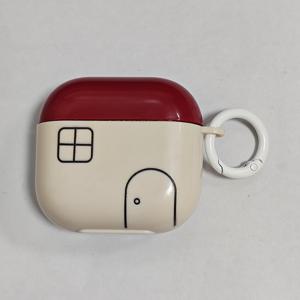 TEMU 심플하고 귀여운 레드 하우스 블랙 라인 윈도우 디자인 for AirPods 1, 2, 3, 4 Pro & Pro 2 이어폰 케이스, 사랑스러운 패턴의 휴대용 내구성 이어버드 커버