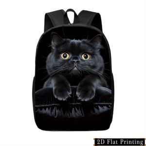 TEMU 귀여운 검은 고양이 얼굴 스타일리시 백팩 - 가벼운 대용량 노트북 백팩, 조절 가능한 어깨끈 & 지퍼 잠금, 접이식 데일리백 (학교, 여행, 헬스장, 사진 촬영용) - 쉽게 세탁 가능한 도시형 백팩, 애완동물 애호가를 위한 트렌디한 디자인, 내구성 강화, 스트릿 스타일, 핸드워시 가능, 사무실 출퇴근 및 청소년을 위한 휴대용 백팩