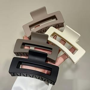 TEMU 4개 세트 신상 여성용 헤어클립 - 두꺼운 곱슬머리용 강력 그립 | 빈티지 스타일 | 홀로우 직사각형 | 일상 사용에 완벽