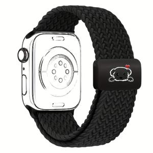 TEMU 애플워치 모델 10/9/8/7/6/5/4/3/SE/2세대/Ultra/2용 탄성 나일론 직조 스트랩, 강아지 디자인 마그네틱 브레이드 팔찌 (남녀 공용), 40mm/42mm/41mm/38mm/44mm/46mm/45mm/49mm 사이즈 호환