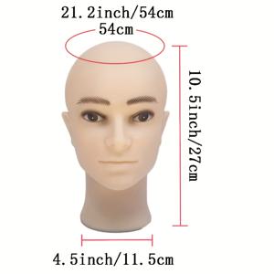 TEMU 초보자용 대머리 남성 마네킹 헤드 스탠드 포함 - 미용 교육, 화장 연습, 가발 제작용 전문 가발 디스플레이 모델 | 모자, 헬멧, 안경, 헤드폰 스타일링에 실감나는 리얼리스틱 마네킹 헤드 | 가발 없는 마네킹 헤드