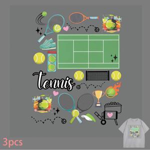 TEMU 3개입 슈퍼 테니스 열전사 스티커 세트 - 티셔츠, 베개, 백팩용 다목적 내구성 강한 세탁 가능 고품질 무색상 변색 방지 아이언온 데칼