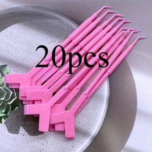 TEMU 20개 메이크업 속눈썹 브러쉬 재사용 가능한 플라스틱 클린 콤 Y자형 속눈썹 리프팅 컬러 아이 래쉬 익스텐션 펌 속눈썹 도구