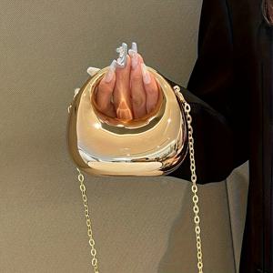 TEMU 아크릴 달 모양 미니 클러치 - 체인 장식의 반짝이는 가방, 졸업식 및 스팽글 의상에 적합