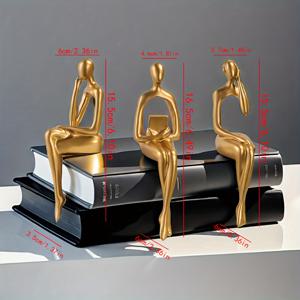 TEMU 유럽 스타일 추상 인물 조각상 3개 세트 - 모던 아트 레진 스태츄, 현대적 인간 피규어, 선반, 책상, 현관 장식용 - 우아한 홈 & 오피스 데코 (가정용) 3개 세트