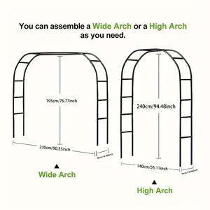 TEMU 고강도 스틸 정원용 아치형 울타리걸이대 - 덩굴식물, 장미, 채소, 풍선용 블랙 메탈 야외 구조물 - 로맨틱한 발렌타인데이 선물 아이디어, 내구성 있는 정원 장식, 수직 식재, 아치형 길 장식, 견고한 구조