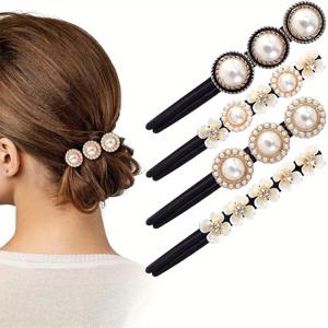 TEMU 4pcs 매직 번 메이커, 여성용 플라워 번 메이커, 도넛 번 메이커, 헤어 클립 번 메이커, 헤어 스타일링 도구