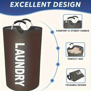 TEMU 부드러운 손잡이가 있는 특대형 세탁 바구니 - 접이식, 다기능 수납, 욕실, 세탁실, 발코니, 기숙사용, 수용량 90.02리터, 블랙 패브릭 침실 수납함, 빨래 바구니, 세탁 바구니