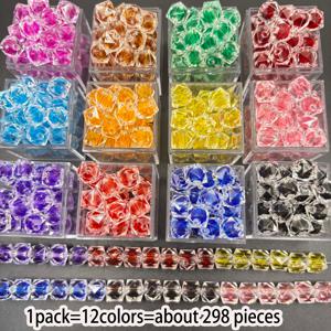 TEMU 298 10mm 12색 다면체 큐브 비즈 중간 비즈 아크릴 루스 비즈 장식 비즈 팔찌, 주얼리, 키체인 펜던트, 의류 장식 및 기타 재료 장식 비즈에 적합