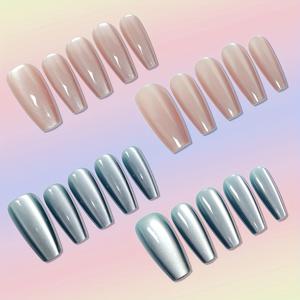 TEMU 20개/2세트 수제 중간 길이 발레 스타일 네일 세트, 트렌디한 딥 핑크 & 고양이 눈 글리터, 탈부착 및 재사용 가능, 추가 제품 (젤리 글루 + 파일) 포함, 파티 및 댄스에 적합한 풀 커버 네일 키트