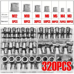 TEMU 320개 알루미늄 수동 리벳 공구 상자 (M3/4/5/6/8/10/12 알루미늄 블라인드 리벳 너트 포함)