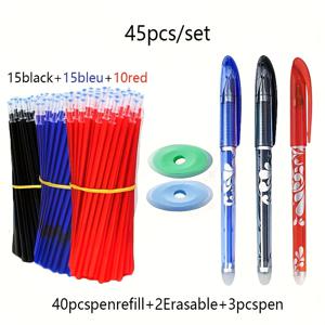 TEMU 45색 지워지는 무지개 펜 및 도자기 세트 0.5mm 지워지는 열 지워기 쉬운 물성 펜