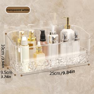 TEMU 1개 무드릴 벽걸이 욕실 선반 - 초고강도 플라스틱 소재, 물결 디자인, 공간 절약형 수직/수평 샤워 보관 선반, 욕실 화장품 정리대, 간편 설치 도구 불필요, 직사각형 화장품 및 청소용품 보관 선반, 샤워 벽/타일용, 세련된 정리함,아파트 생활