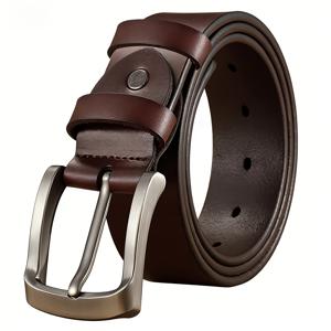 TEMU 패션 정품 가죽 벨트 1개, 클래식 블랙 & 브라운 캐주얼 벨트, 스퀘어 합금 버클, 고품질 및 땀 방지 표면, 내구성과 편안함, 드레스 & 캐주얼 팬츠, 청바지에 적합, 남성을 위한 이상적인 휴일 선물!