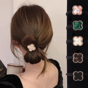 TEMU 5개 세트 클로버 머리끈, 여성 헤어끈, 고탄력 데일리 머리 고무줄, 헤어 악세사리, 예쁜 헤어 스크런치, 헤어슈슈