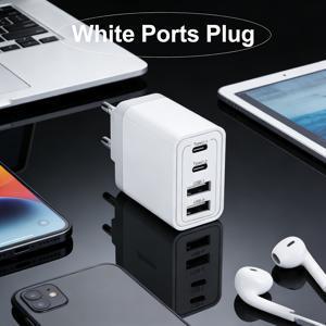 TEMU 파워 어댑터, 멀티 4포트 여행용 플러그, USB+Type-C 출력, 슬림 케이스 어댑터, 듀얼 USB-A 및 듀얼 USB-C 포트, 초고속 충전, 아이폰 17 Pro/16/15/14/Pro Max/X/XS/XR/8/7/6S/아이패드, 갤럭시 호환