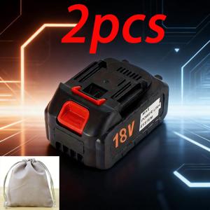TEMU 2개 세트 (배터리 1개 + 가방 1개 포함) 18V 리튬 공구 교체용 배터리, 작업장 전원 공급, 컴팩트 디자인, 대용량 배터리, 공구용 배터리, DIY 애호가 및 작업장 사용자 전용