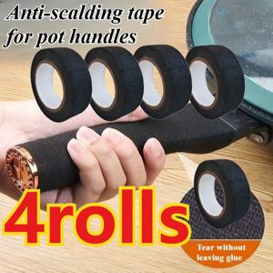 TEMU 내열 랩핑 테이프 4롤 * 393인치 - 냄비 뚜껑 이중 귀걸이 커버, 고온 내성 - 손잡이, 철제 냄비, 주걱 단열, 미끄럼 방지, 화상 방지 보호 슬리브 - 전선 감싸기에도 적합 - 와이어 하네스 테이프