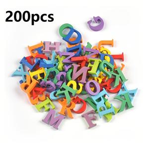 TEMU 크리에이티브 혼합 200개 미니 26자 영어 알파벳 목재 장식 컬러풀 알파벳 목재 칩 DIY 공예 홈 파티 휴일 결혼식 이벤트 장식 생일 축제 선물