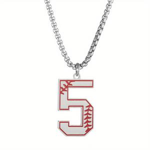 TEMU 0부터 9까지 숫자 304 스테인리스 스틸 야구 디지털 펜던트 목걸이 여성 및 남성용 블랙 플랫 사각 체인 피규어 주얼리 선물