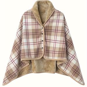 TEMU 가을, 겨울철에 적합한 두껍고 따뜻한 숄 케이프 담요. 낮잠 시간에 에어컨과 함께 사용하기에 적합합니다. 버클이 있는 플리스 소재로 제작되었으며, S부터 L 사이즈의 개인에게 적합합니다.