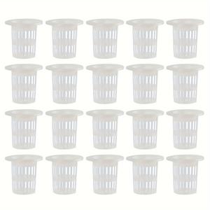 TEMU 100개 화이트 투명 플라스틱 식물 바구니 - 재사용 가능한 수경재배 그늘망, 무토 재배 및 심기용