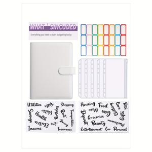 TEMU 셀프 실링 현금 보관 폴더 - 5개 지퍼 포켓, 24개 그리드 라벨 & 영어 스티커 포함 - 사무실, 여행, 현금, 지폐, 영수증 관리용 - 일상 금전 관리